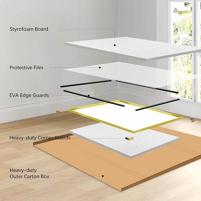 Gold Bathroom Mirror, 36x60 Inch Rectangular Deep Frame Mirror, Large Wall Mounted Bathroom Vanity Mirror Over Sink for Bedroom,Restroom, Living Room, Hangs Vertically or Horizontally