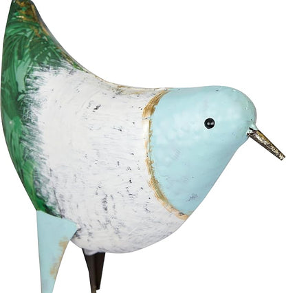 Alpine Corporation MCC702 Head-Down Metal Bird Outdoor Statue, Animal Décor for Patio, Lawn & Garden, 24" H, Blue and White
