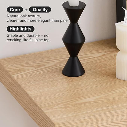 BECHAEO 47-Inch Farmhouse Narrow Console Table, 2'' Thickened Entryway Table with Solid Wood Veneer, 2-Tier Sofa Tables Behind Couch, Rectangle Hallway Tables for Living Room, Foyer Rustic Oak