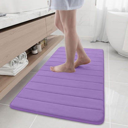 Buganda Memory Foam Bath Mat, 47" x 20", Ultra Soft and Non-Slip Bathroom Rugs, Water Absorbent and Machine Washable Bath Rug Runner for Bathroom, Shower, and Tub, Lavender