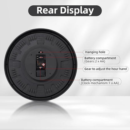 Maxstar Large Vintage Moving Gear Wall Clock, 20''Battery Operated Industrial Steampunk Metal Decor for Living Room, Office,Fireplace, Farmhouse(Arabic Number-Platinum Coating)