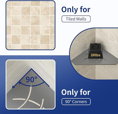 Corner Shower Shelf 10" Gunmetal 304 Stainless Steel Pentagonal Corner Shelf Recessed Bathroom Shower Shelf, No Drilling