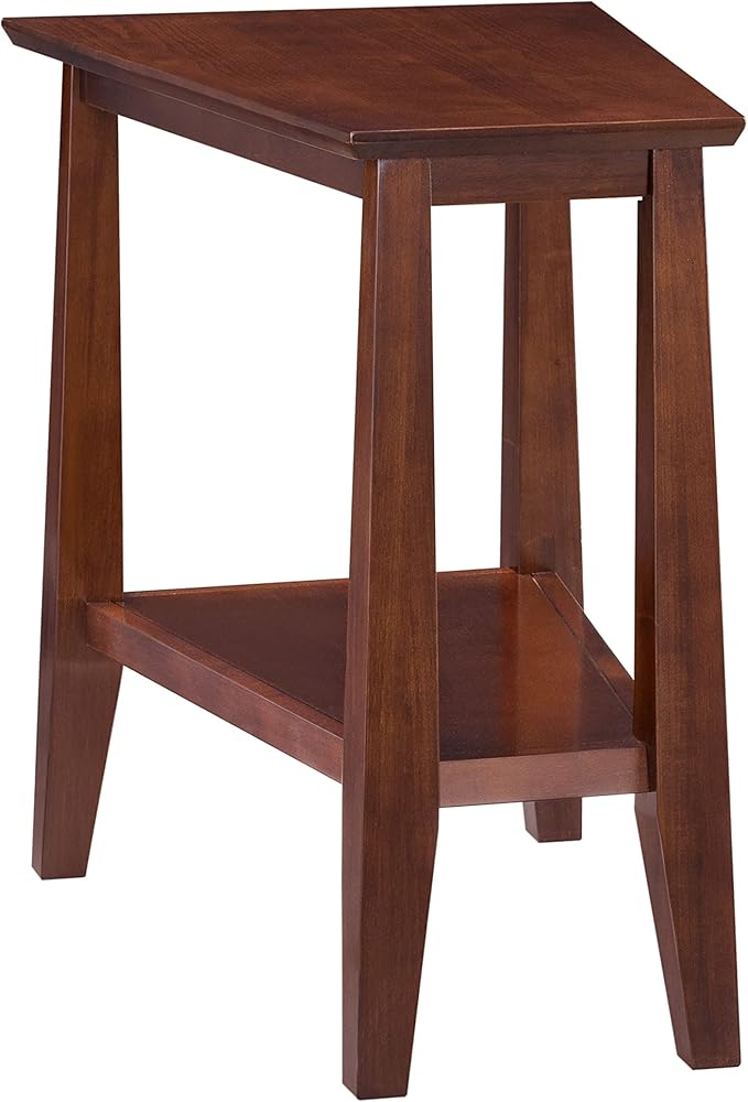 Delton 24 in. Solid Wood Recliner Wedge Side End Side Table with Shelf, Sienna Brown – Leick Home, 10402