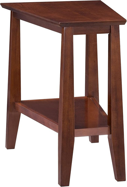 Delton 24 in. Solid Wood Recliner Wedge Side End Side Table with Shelf, Sienna Brown – Leick Home, 10402
