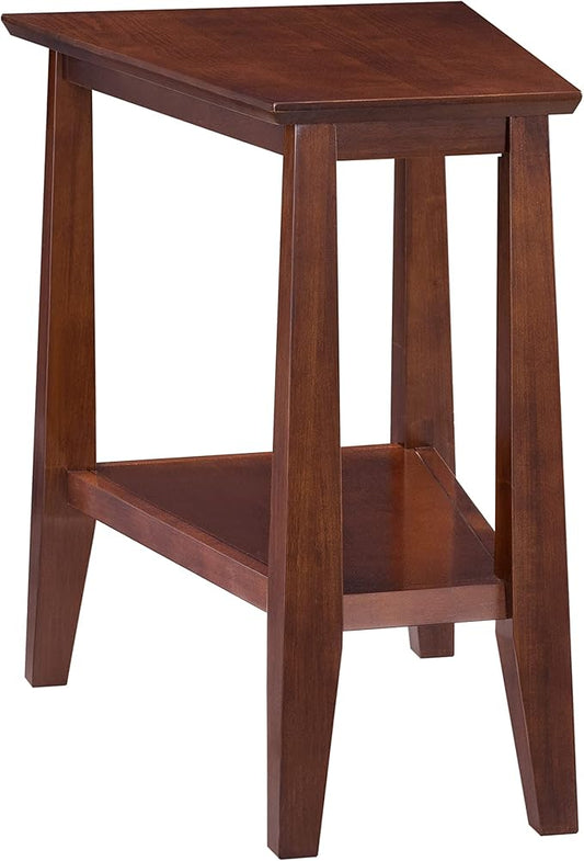 Delton 24 in. Solid Wood Recliner Wedge Side End Side Table with Shelf, Sienna Brown – Leick Home, 10402