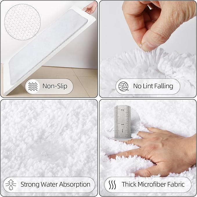 Bathroom Sets with Shower Curtain and Rugs, 27PCS White Bathroom Accessories Set with Trash Can, White Shower Curtain Set, No Slip Super Absorbent Bathroom Rugs