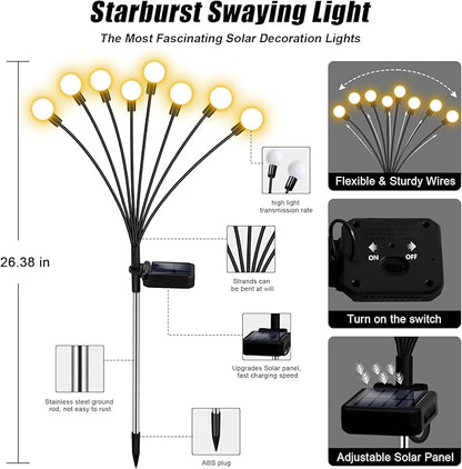 Solar Garden Lights Outdoor, 4 Pack 32LED Swaying Light Waterproof Solar Lights Outdoor for Yard Pathway Patio, Swaying Lawn Decor as Gardening Gifts for Women Holiday