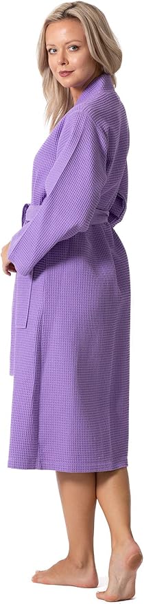 Turkish Linen Waffle Knit Lightweight Kimono Spa & Bath Robes for Women - Quick Dry - Soft