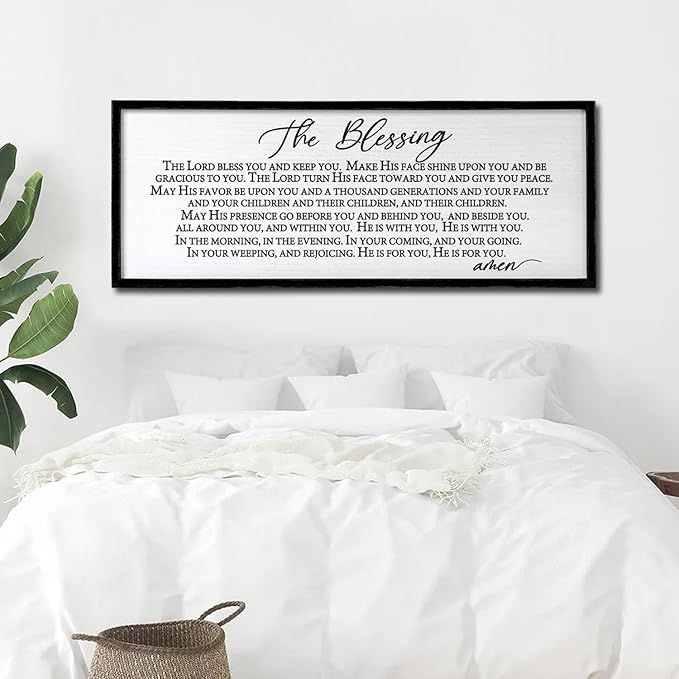 The Blessing Christian Song Lyrics Wall Decor 32"×12" Bible Verse May The Lord Bless You Scripture Wall Art Sign (Black)