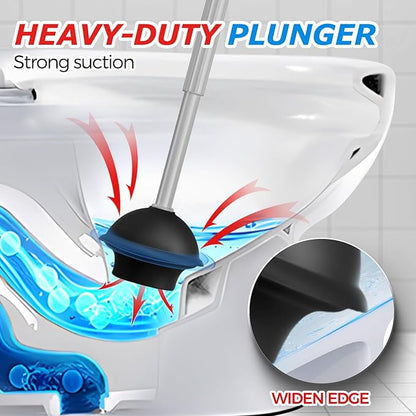 2 in 1 Toilet Plunger and Brush Set，Extended Handle Plunger，Toilet Bowl Brush Plunger Set,Bathroom Cleaning Tools ，Toilet Brush Plunger Combo，Cleaning Brush，Dark Grey