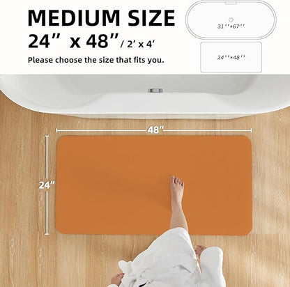 Bathroom Mat Quick Dry, Bathroom Rugs Non Slip Washable Thin Absorbent Bath Mat Fits Under Door Bathroom Floor Mat Perfect for Bath, Shower, or Sink 24"x48" Orange