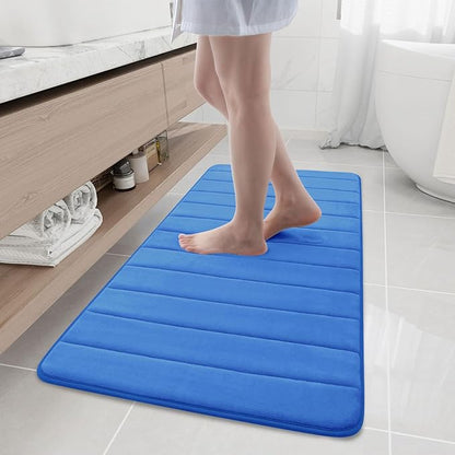 Buganda Memory Foam Bath Mat, 47" x 20", Ultra Soft and Non-Slip Bathroom Rugs, Water Absorbent and Machine Washable Bath Rug Runner for Bathroom, Shower, and Tub, Royal Blue