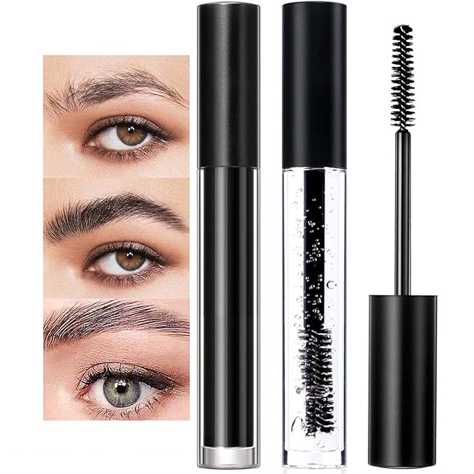 DAGEDA Clear Eyebrow Setting Gel, Clear and Black Brow Fix Gel, Waterproof And Sweat-Proof Eyebrow Repair Liquid Brows Styling Beauty Salon Home Use Makeup, 1.81oz