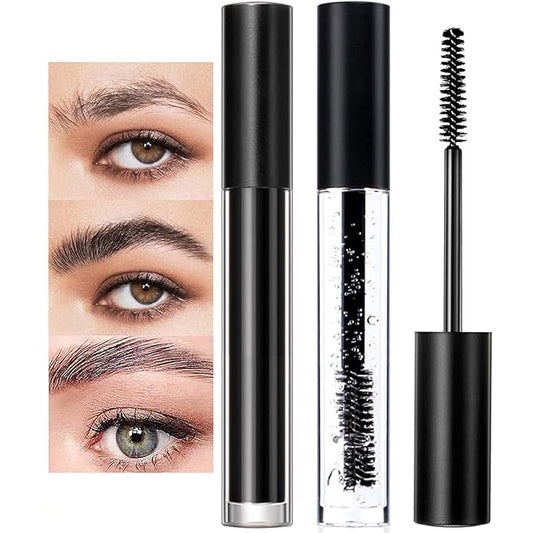 DAGEDA Clear Eyebrow Setting Gel, Clear and Black Brow Fix Gel, Waterproof And Sweat-Proof Eyebrow Repair Liquid Brows Styling Beauty Salon Home Use Makeup, 1.81oz
