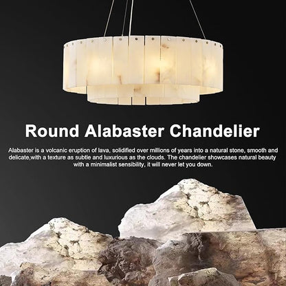 Alabaster Chandeliers D23in Round Chandeliers for Dining Room Small Chandelier Light Fixture for Kitchen Living Room Foyer Entryway Hallway