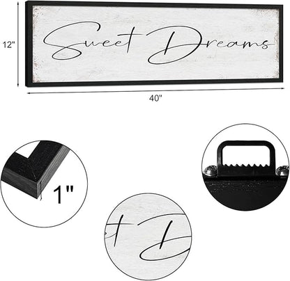 Sweet Dreams Sign Bedroom Decor: Sweet Dreams Wall Decor Above Bed Large Farmhouse Guest Room Hanging Plaque Framed Wall Art for Over Bed 12" x 40"
