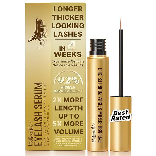 VieBeauti Lash Serum for Eyelash Growth: 5mL Eyelash Growth Serum with Advanced Formula to Boost Longer Fuller and Thicker Looking Lashes - Vegan & Cruelty-Free for Sensitive Eyes 5-Month Supply