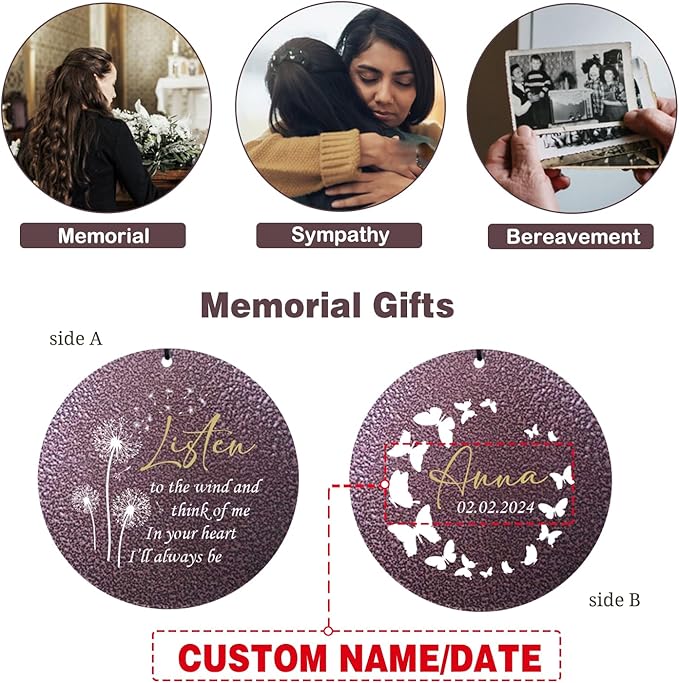 ASTARIN 36" Large Deep Tone Personalized Sympathy Wind Chimes, Memorial Wind Chime for Loss of Mother Father Loved One, Bereavement Gifts Decor Outdoor Patio Garden Graveyard