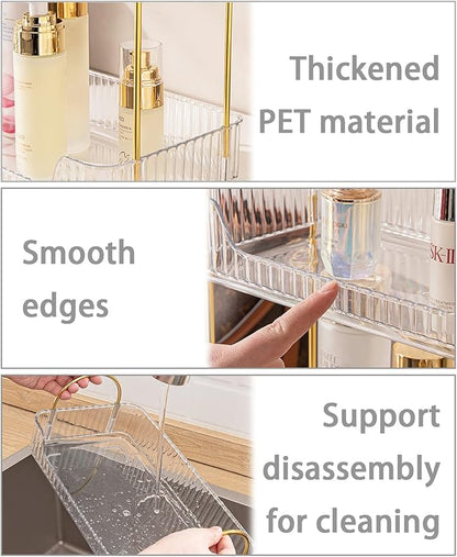 Bathroom Counter Organizer Countertop Storage, Cosmetics Skincare Shelf, Makeup Organizer Perfume for Dresser Vanity Tray, Spice Rack for Kitchen(3 Tier-Clear)