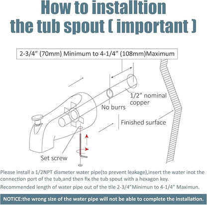 Aolemi Tub Shower Faucet Set with Tub Spout Rain Shower Head System Shower Trim Kit Pressure Rough-in Valve Included ABS 8 Setting Dual Shower Head and Handheld Spray Polish Chrome