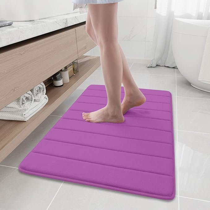 Buganda Memory Foam Bath Mat, 35.4" x 24", Ultra Soft and Non-Slip Bathroom Rugs, Water Absorbent and Machine Washable Bath Rug Runner for Bathroom, Shower, and Tub, Violet