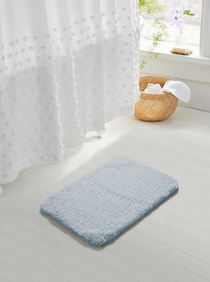 Suchtale Non Slip Bath Mat (20 x 32, Light Blue) - Soft Microfiber Shaggy, Water Absorbent, Machine Washable, Thick Plush Shower Mat