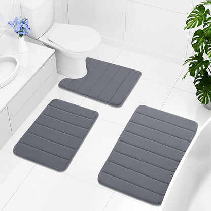 Buganda Memory Foam Bath Mat, 44" x 24", Ultra Soft and Non-Slip Bathroom Rugs, Water Absorbent and Machine Washable Bath Rug Runner for Bathroom, Shower, and Tub, Dark Grey