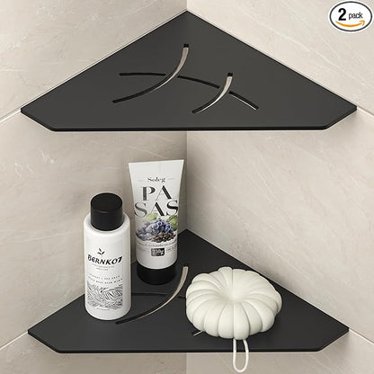 Corner Shower Shelf 10", Matte Black 304 Stainless Steel Pentagonal Corner Shelf Recessed Bathroom Storage Shampoo Holder Organizer Shelf 2 Pack