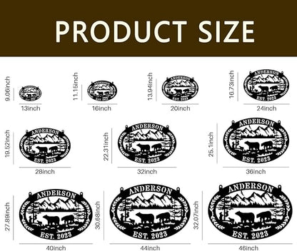 Custom Farmhouse Farm Sign, Custom Bear Monogram Name Sign, Ranch Sign, Outdoor Family Name Sign, Personalized Family Name Bear Metal Wall Sign, Personalized Rustic Name Sign