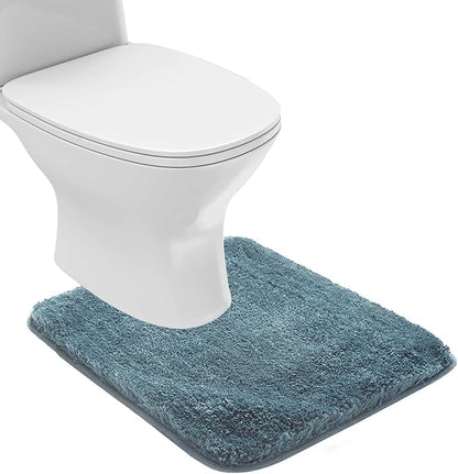 Suchtale Bathroom Contour Rug Non Slip Bath Mat Water Absorbent Soft Microfiber Shaggy Bathroom Mat Machine Washable Bath Rug for Bathroom Thick Plush U Shape Toilet Rug (20 x 24, Slate)