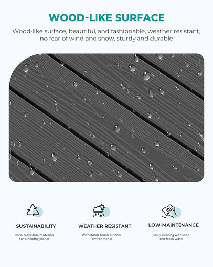 SERWALL Outdoor Coffee Table, HDPE Patio Coffee Table for Outside, Rectangle, Black