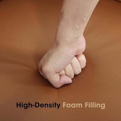 360° Swivel Leather Accent Chair, Modern Barrel Club Chair with Leather Upholstery and Sturdy Base, Comfortable Armchair for Living Room, Bedroom, Reading Nook, Brown