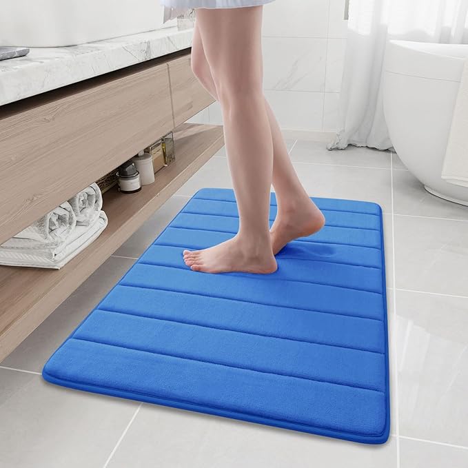 Buganda Memory Foam Bath Mat, 35.4" x 24", Ultra Soft and Non-Slip Bathroom Rugs, Water Absorbent and Machine Washable Bath Rug Runner for Bathroom, Shower, and Tub, Royal Blue