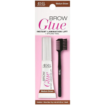 Ardell Brow Glue Medium Brown with Styling Brush ?€? Tinted Eyebrow Gel for Lamination Lift, All-Day Extreme Hold Brow Gel for Defined Brows, 0.35 oz