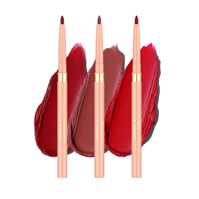 Oulac Waterproof Eyeliner Pencil Set - Smooth and Creamy, Retractable Eye Makeup for Precision Application, Vegan & Cruelty-Free, 07 Cherry+LL06 Mulled Wine+LL08 Ruby
