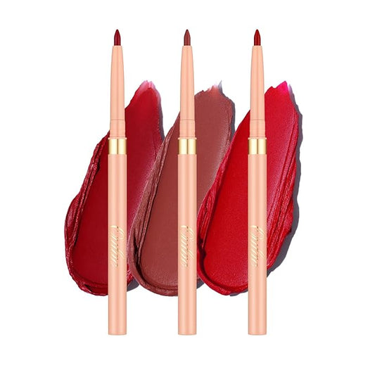 Oulac Waterproof Eyeliner Pencil Set - Smooth and Creamy, Retractable Eye Makeup for Precision Application, Vegan & Cruelty-Free, 07 Cherry+LL06 Mulled Wine+LL08 Ruby