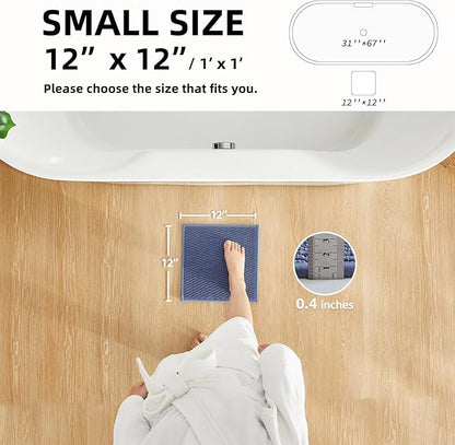 Small Bathroom Rugs Non Slip Washable Bath Rugs Super Absorbent Bathroom Rug Thin Quick Dry Low Pile Bath Mats, Denim Blue 12"x12"