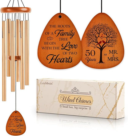 50th Wedding Anniversary Wind Chime, Happy 50th Anniversary Romantic Gifts for Couple, Parents, Wife, Husband, Friends, Golden Anniversary's Keepsake Gifts Ideas-Large 36''