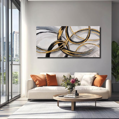 SOUGUAN Black Art Modern Art Picture for Bedroom Gray Abstract Oil Painting Home Decorations for Living Room Dining Room Office 24"x48"