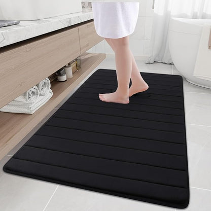 Buganda Memory Foam Bath Mat, 59" x 34", Ultra Soft and Non-Slip Bathroom Rugs, Water Absorbent and Machine Washable Bath Rug Runner for Bathroom, Shower, and Tub, Black