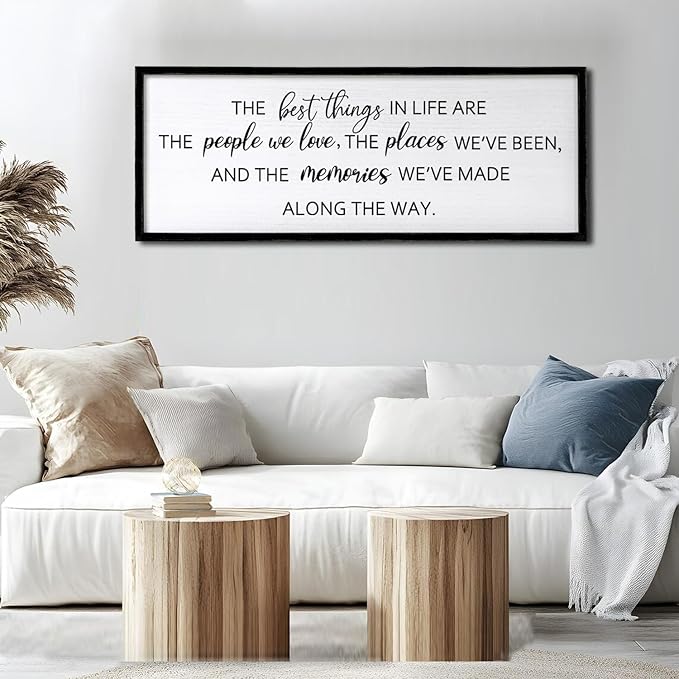 The Best Things in Life Framed Wall Art, 40''×15'' Rustic The Best Things in Life Sign for God Jesus Christ Prayer, Horizontal Holy Inspirational Family Home Decor