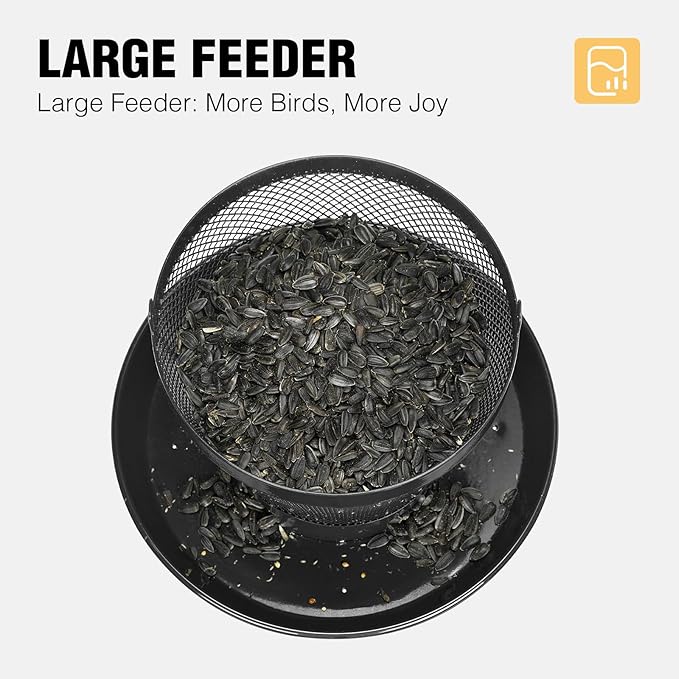 Veehoo Bird Feeders for Outdoors Hanging-Cardinal Bird Feeder with Weatherproof Dome, Wild Meta Finch Feeder for Outside 2.5 lbs Sunflower Seed Capacity, Black
