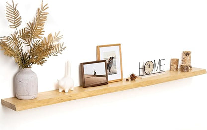 RICHFOCUS Live Edge Wood Floating Shelves 72" Natural Solid Wood Wall Mounted Shelf|Extra Long Floating Shelves for Wall with Invisible Bracket for Bathroom Kitchen Room|1Pcs, Natural
