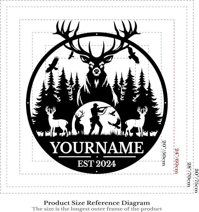 Personalized Metal Signs - Custom Shed Wall Decor, Black Deer Metal Art, Home Sign Plaques, Outdoor Decorative Signage (Style C)