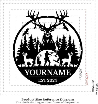 Personalized Metal Signs - Custom Shed Wall Decor, Black Deer Metal Art, Home Sign Plaques, Outdoor Decorative Signage (Style C)