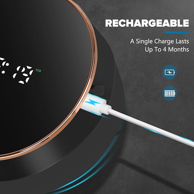 Automatic Soap Dispenser Liquid Bathroom: Wall Mount Rechargeable Touchless Adjustable Auto Smart Electric Plastic Black Soap Dispenser with Clock - Kitchen - Hand Dish Lotion Couple Kids