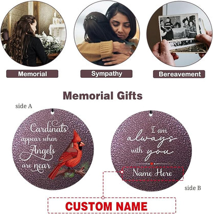 ASTARIN 36" Large Deep Tone Personalized Name Sympathy Wind Chimes, Cardinal Memorial Wind Chime for Loss of Mother Father Loved One, Bereavement Condolence Gifts Decor Outdoor Patio Garden