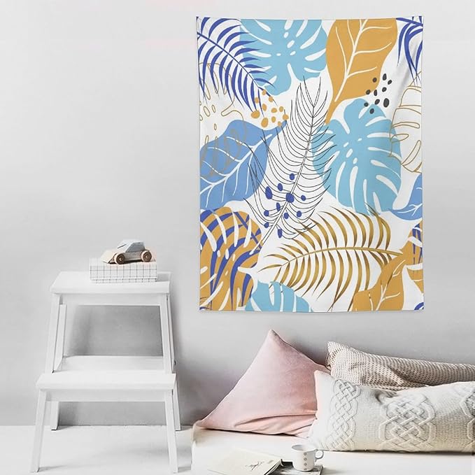 ICMOLYYENLO Tropical Palm Leaves Wall Tapestry, Wall Art for Room Decoration Beautiful Wall Hanging for Bedroom Living Room Dormitory Apartment 60x60 Inch