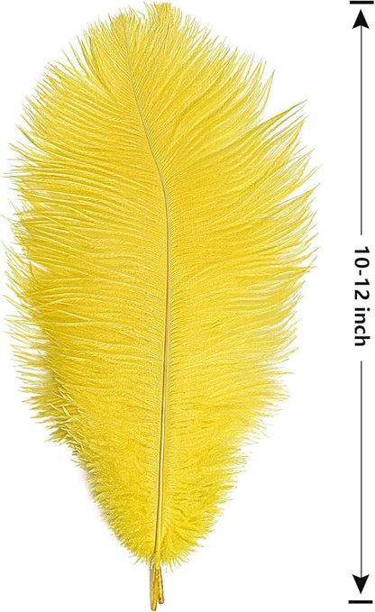 THARAHT Yellow Ostrich Feathers 24pcs Natural Bulk 10-12Inch 25cm-30cm for Crafts Wedding Party Centerpieces Halloween and Home Decoration Feathers