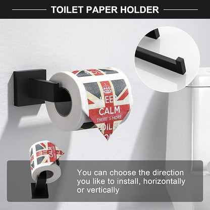 TQKAG 6-Piece Bathroom Towel Bar Sets Matte Black 23.6 inch Towel Bar Stainless Steel Towel Ring Coat Hook and Toilet Paper Holder Bathroom Hardware Set Wall Mounted Bathroom Accessories Kit